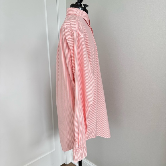 Ralph Lauren Men's Orange White Striped Button Down Classic Fit Shirt 16.5 36/37 - Picture 2 of 11